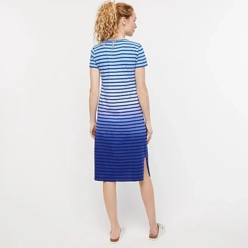 J. Crew Midi T-Shirt Dress in Dip-Dyed Stripe